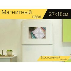 Магнитный пазл "Ноутбук, стол письменный, офис" на холодильник 27 x 18 см. Lots Prints