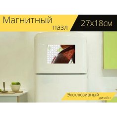 Магнитный пазл "Красный кувшин, саррацения пурпурная, плотоядных" на холодильник 27 x 18 см. Lots Prints
