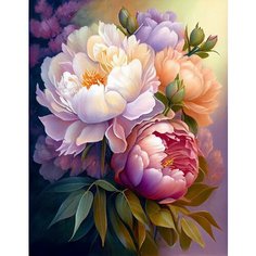 Алмазная мозаика без подрамника 40х50 см Пионы. Алмазная живопись. Картина стразами. Набор для творчества для взрослых и детей Del Art