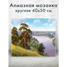 Алмазная мозаика (круг) "Вид на реку" 40х50 см Colibri