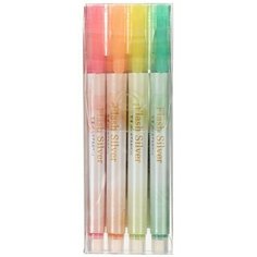 Набор маркеров текстовыделителей 4 цвета, с блестками Noname