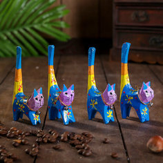 Сувенирный набор "Кошечки цветные под кольца" 4 штуки 7х5х10 см Noname