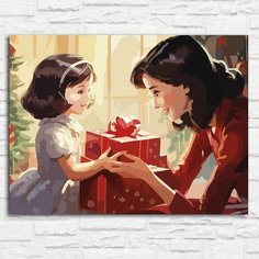 Картина по номерам на холсте новый год рождеством (зима, девушка, елка, эстетика) - 12811 40х30 Бруталити