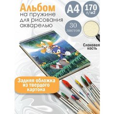Альбом планшет для рисования акварелью мультфильм Соник Альбомы