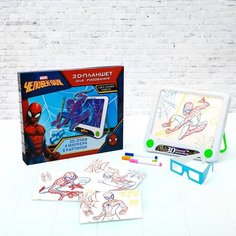 3D-планшет для рисования «Человек-паук», неоновые маркеры, световые эффекты, с карточками Marvel