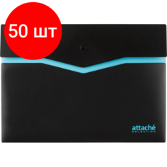 Комплект 50 штук, Папка-конверт на кнопке Attache Selection Black&Blue, А4