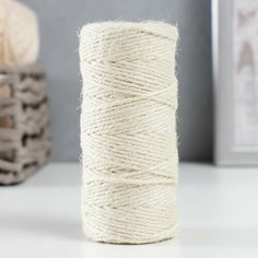 Пряжа 100% джут "Молочный" 50 метров 4х4х10 см (12 шт) нет бренда