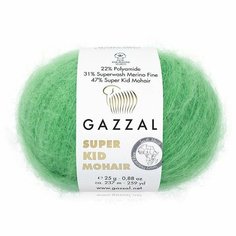Пряжа GAZZAL SUPER KID MOHAIR (Gazzal), св. салат - 64427, 47% супер кидмохер, 31% тонк. мерин. шерсть супервош, 22% полиамид, 6 мотков, 25 г, 237 м.