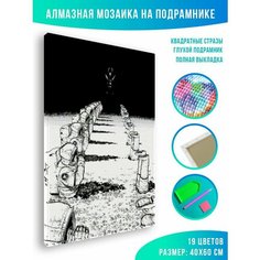 Алмазная мозаика на подрамнике - вышивка Космонавты - Человек-бензопила 40 х 60 см Красиво Красим