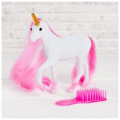 Лошадь «Единорог» с аксессуарами, цвета микс Noname