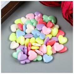 Набор бусин для творчества пластик "Сердечки - неоновые тона" набор 60 шт 1,3х1,5х0,5 см./В упаковке шт: 1 Арт Узор