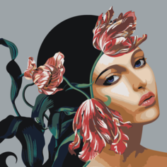 Картина по номерам Девушка с тюльпанами на стену Палитра забав