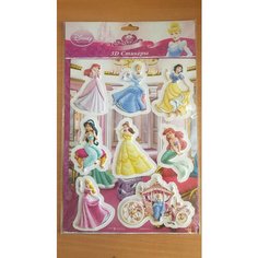 Наклейка-Стикер 3D "Принцессы 2" набор 8шт, 33х21,5см Disney