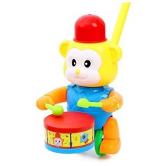 Каталка на палочке «Обезьянка-барабанщик», цвета микс Нет бренда