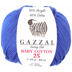 Пряжа GAZZAL Baby Cotton 25, 50 % хлопок, 50 % акрил, 25 г, 82 м, 1 шт., 3421 василек