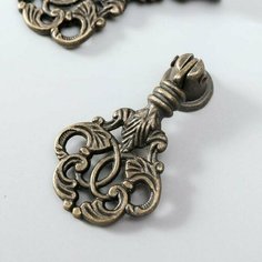 Ручка для шкатулки металл Растительный орнамент бронза 5,8х2,8 см 2 шт. Нет бренда