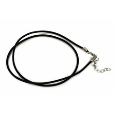 Основа для кулона Шнур резиновый с карабином 2мм х 48см + цепочка 3см, цвет черный, 34-038, 1шт Мелодия бисера