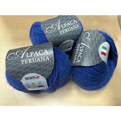 Пряжа Alpaca Peruana Seam альпака 100% 50г 167м цвет 6730 ярко-синий 3 мотка