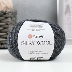 Пряжа "Silky Wool" 35% силк район, 65% мерино. вул 190м/25г (335 т. сёрый) Yarn Art