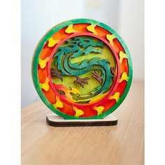 Набор для творчества детский "Зеленый дракон - символ 2024" 3D раскраска для мальчиков и девочек, объемная раскраска для творчества и хобби Chudosvetik