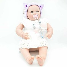 Силикон-виниловая кукла реборн Анна 60 см с магнитной соской и бутылочкой Toys