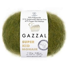 Пряжа Gazzal Super Kid Mohair зеленый (64402), 31%меринос/47%супер кид мохер/22%полиамид, 237м, 25г, 2шт