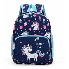 Рюкзак дошкольный DaV для девочек с единорогом, темно-синий, р-р 30х25х11 см