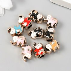 Бусины для творчества пластик "Слоник яркая серединка" микс набор 10 шт 1х1,4 см Россия