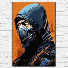 Картина по номерам на холсте игра Mortal Kombat (Sub Zero, Саб зиро PS, PC, XBOX, Switch) - 12597 В 60x40 Бруталити