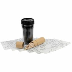 Набор «Я рисую», с карандашами, 8х8х15,5 см, термостакан - пластик; карандаши - дерево, картон; раскраски - бумага Нет бренда