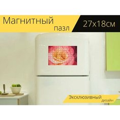 Магнитный пазл "Роза, цветок, обои на стену" на холодильник 27 x 18 см. Lots Prints