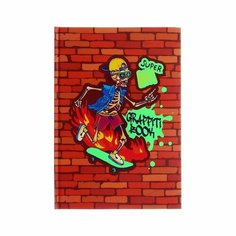 Блокнот А5, 64 листа "Graffiti book. Скелетон", обложка картон 7БЦ, матовая ламинация, выборочный лак, блок 70г/м2 Listoff