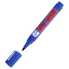 Маркер перманентный Crown "Multi Marker" синий, пулевидный, 3мм, 4 штуки