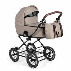 Коляска 2 в1 Roan Bass Next Classic для новорожденных люлька+прогулка Beige/12d/ручка тёмно-коричневый