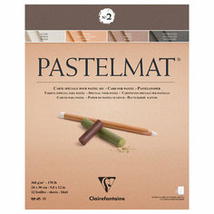 Альбом для пастели, 12л, 240*300мм, на склейке Clairefontaine "Pastelmat", 360г/м2, бархат, цв. блок Нет бренда