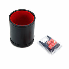 Набор Stuff-Pro: Шейкер для кубиков кожаный с крышкой, красный + кубики D6, 12 мм, 5 шт, красные