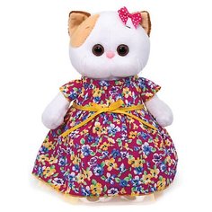 Мягкая игрушка Basik&Co Кошка Ли-Ли в платье с цветочным принтом, 24 см, разноцветный