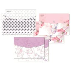 Attache Selection / Папка канцелярская / Папка-конверт на кнопке "Flower Dreams" А5, 180 мкм, 6 штук в упаковке