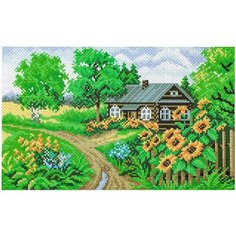 1407 Канва с рисунком Матренин посад Домик на окраине, 28*37 см
