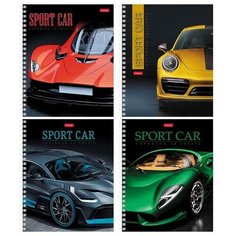 Тетрадь 48л А5ф клетка на гребне выб лак 4 диз. в блоке серия -Sport car- Hatber