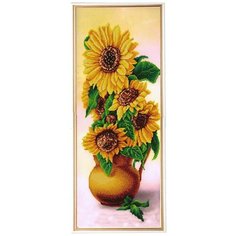 Подсолнухи в кувшине (рис. на сатене 25х65) 25х65 Конек 9956 25х65 Конек 9956) Конёк