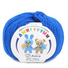 Пряжа для вязания Astra Premium Амигуруми 50гр 175 м (100% акрил) (019 василек), 6 мотков