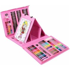Набор для рисования и творчества Юный Художник с мольбертом, 208 предметов (розовый) URM