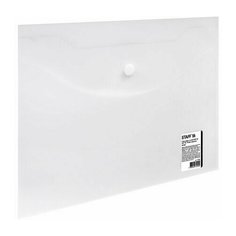 Папка-конверт с кнопкой малого формата (240х190 мм), А5, матовая, прозрачная, 0,15 мм, STAFF, 270463, 120мкм