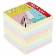 Блок бумаги для записей ErichKrause, 9 x 9 x 9 см, в пластиковом боксе, 80 г/м2, цветной