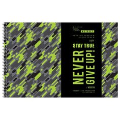 Альбом для рисования 40л, А4, на гребне ArtSpace "Стиль. Never give up" Спейс