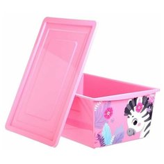 Соломон Ящик для игрушек, с крышкой, объём 30 л, цвет розовый Solomon