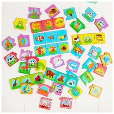 WoodLand Toys Набор»Мама, малыш, жилище», (пазл-тройной), элемент 5,5 x 5,5 см, 16 мини-пазлов