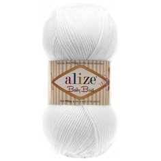 Пряжа Alize Baby Best, 90 % акрил, 10 % бамбук, 100 г, 240 м, 1 шт., 055 белый