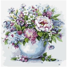 Картина по номерам «Нежные цветы в белой вазе» Цветной